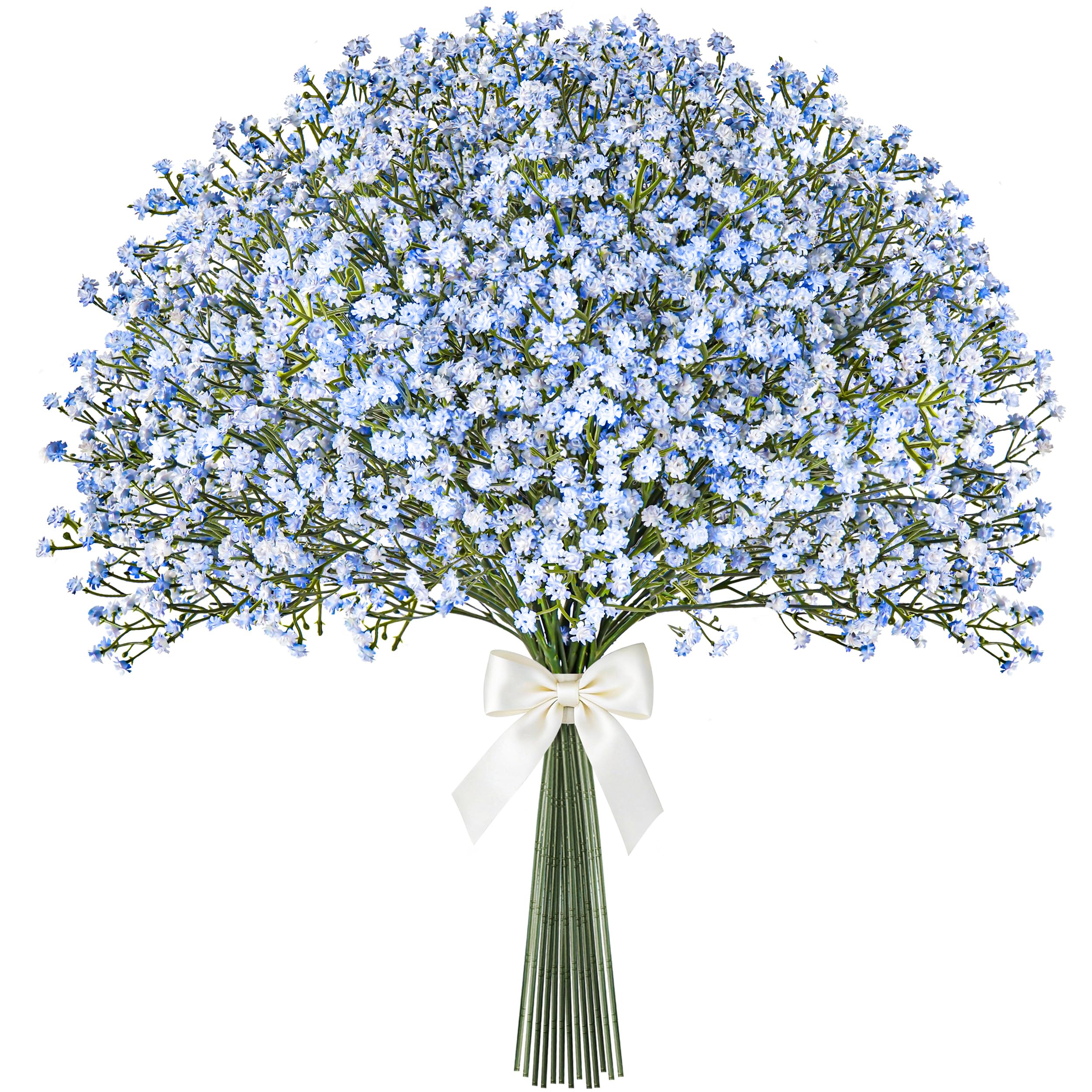 Der Rose 24PCS 21" Blue Gypsophila Artificial Flowers, Faux Babys Breath Stems for Dreamy DIY Floral Arrangements, Home Kitchen Table Wedding Centerpieces Decor