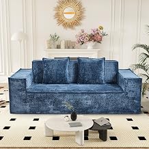 77 Chenille Upholstered Modern Cloud Loveseat Sofa, No Assembly Required Deep Seat Couches Includes 2 pcs Pillows for Living Room, Bedroom, ApartmentBlue