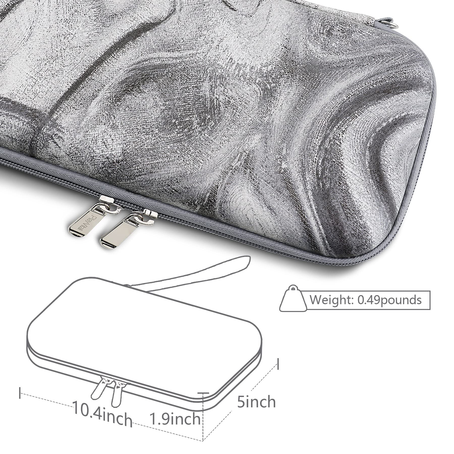 playvital Estuche Portátil para Nintendo Switch y OLED - Funda de Transporte con Tapas de Joystick, 10 Ranuras para Juegos, Bolsillo Interior Suave y Forro Protector (Remolino de Plata)