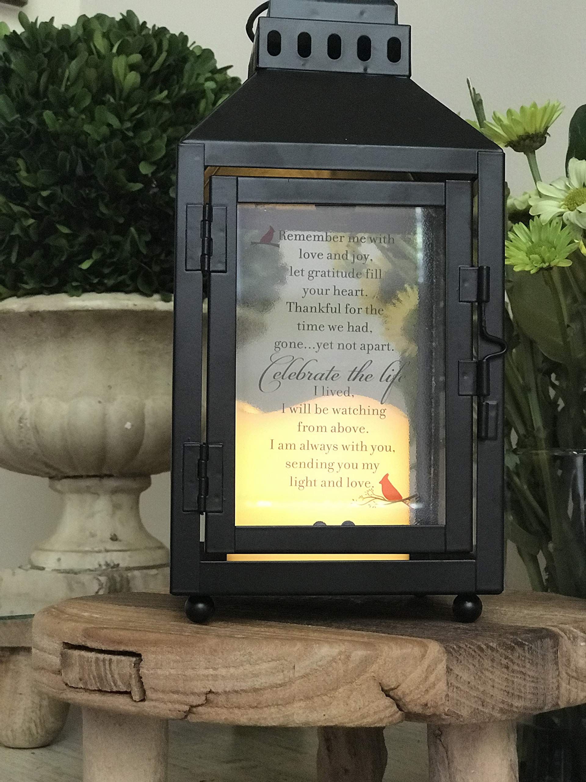 Celebration of Life Memorial Lantern with Flickering LED Candle ...