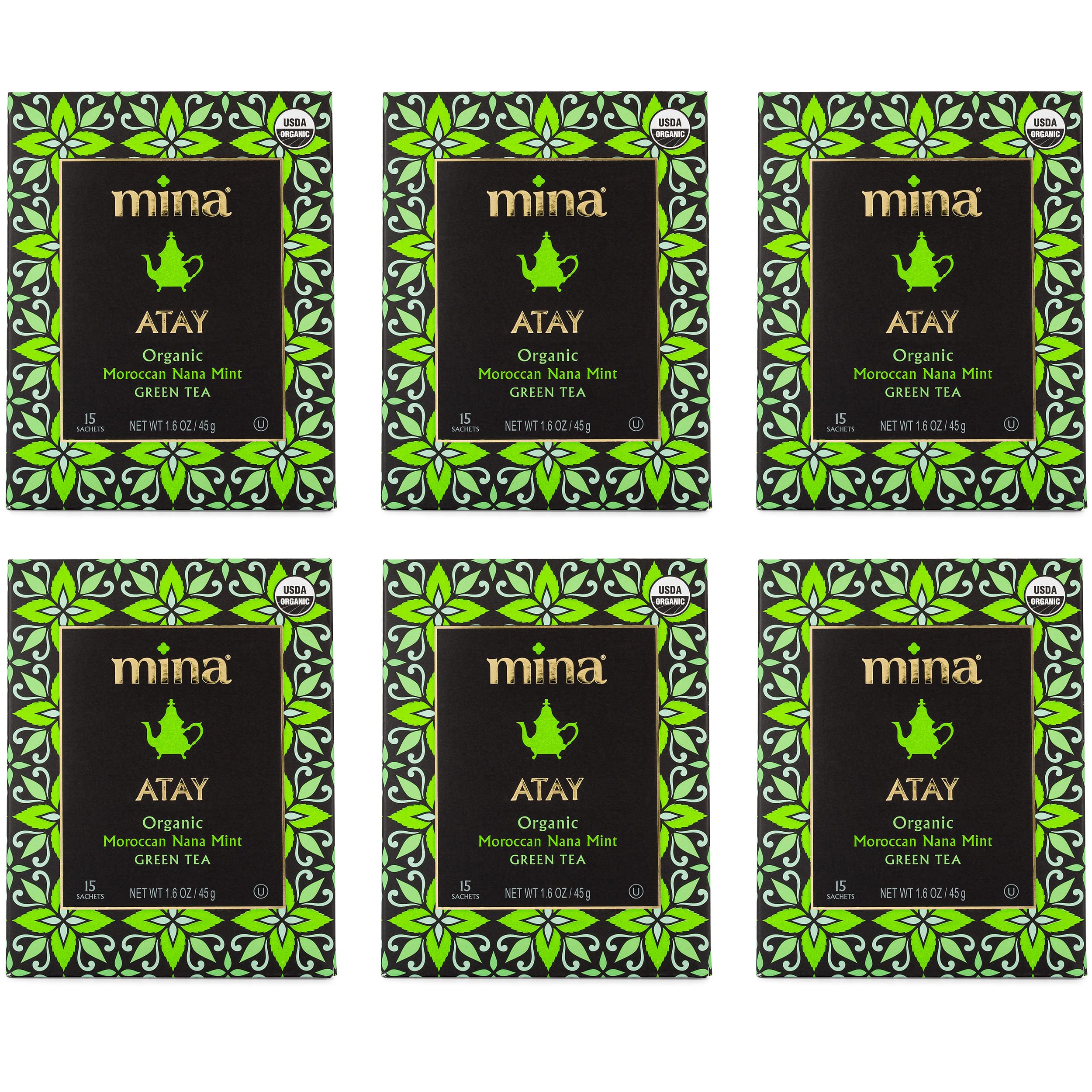 Amazon.com : Mina Atay Organic Moroccan Nana Mint Green Tea, 15