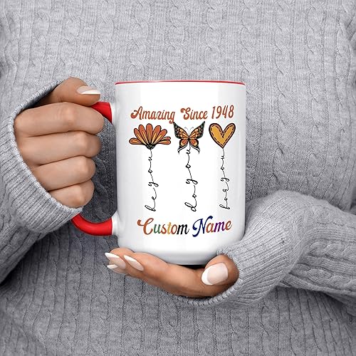 Miniatura 2 de Regalo personalizado de cumpleaños 75 para ella, mujeres, mamá, hermana, mejor amiga, abuela, taza de mariposa con nombre personalizado, taza de