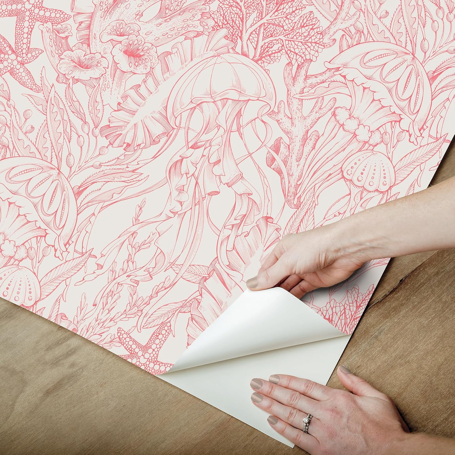 NuWallpaper Under The Sea Coral Peel and Stick Wallpaper, NUS6496