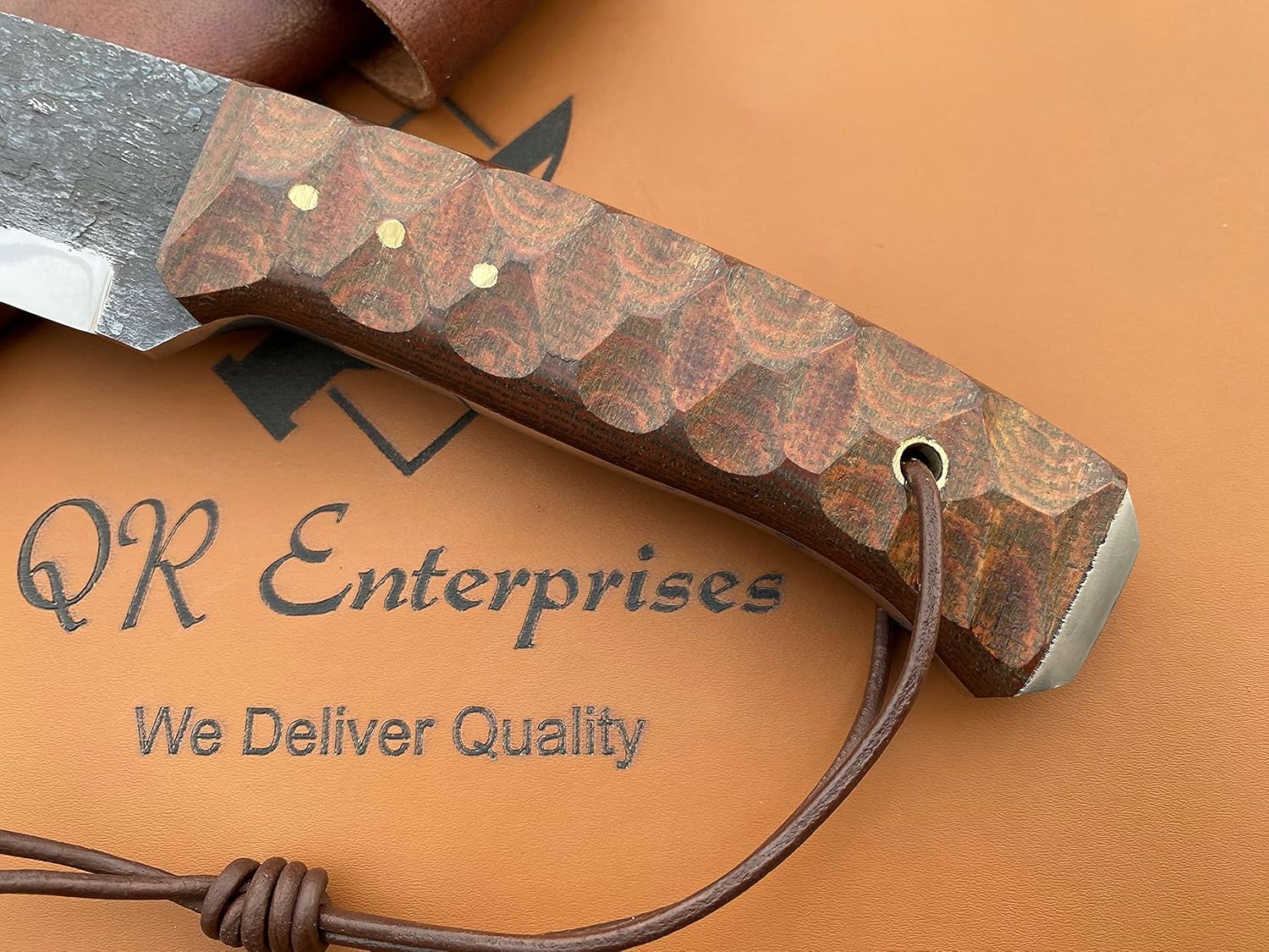 10'' Bushcraft Knife - Scandi Grind Fixed Blade Hunting Knives - Hand Forged Outdoor Camping Knife - G10 Handle - Leather Sheath