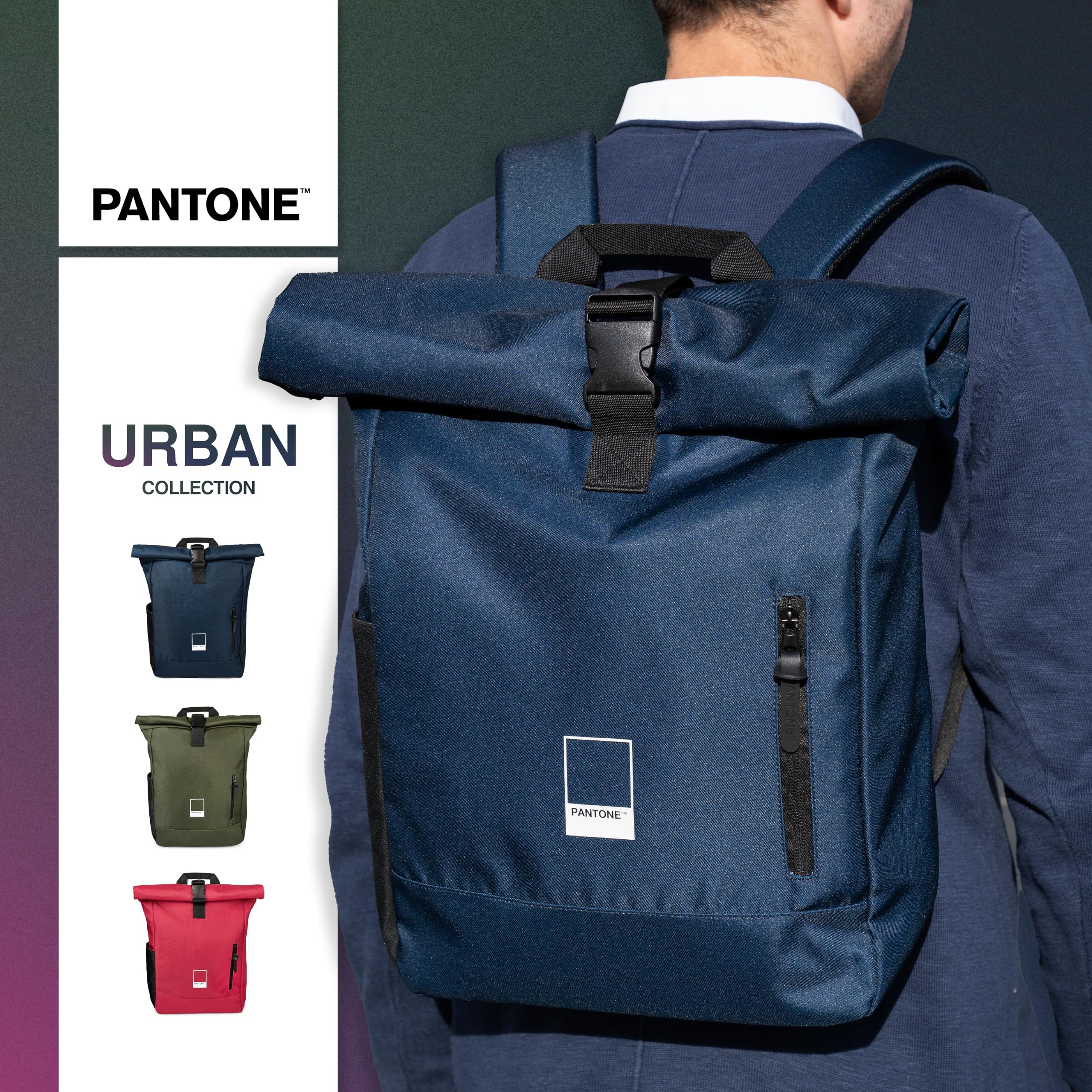 PANTONE™ Urban - Plecak szkolny Uniwersytetu Pracy, Kobiety Mężczyźni Wodoodporny Poliester, Nadaje się jako plecak podróżny i turystyczny 22 l 64 x 30 x 13 cm, wyściełany plecak na laptopa, plecaki z