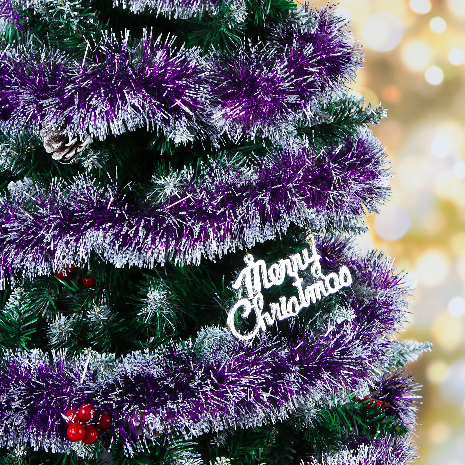 WedDecor Weihnachts Lametta Girlande 2 Meter - Lila Weihnachtsdekoration