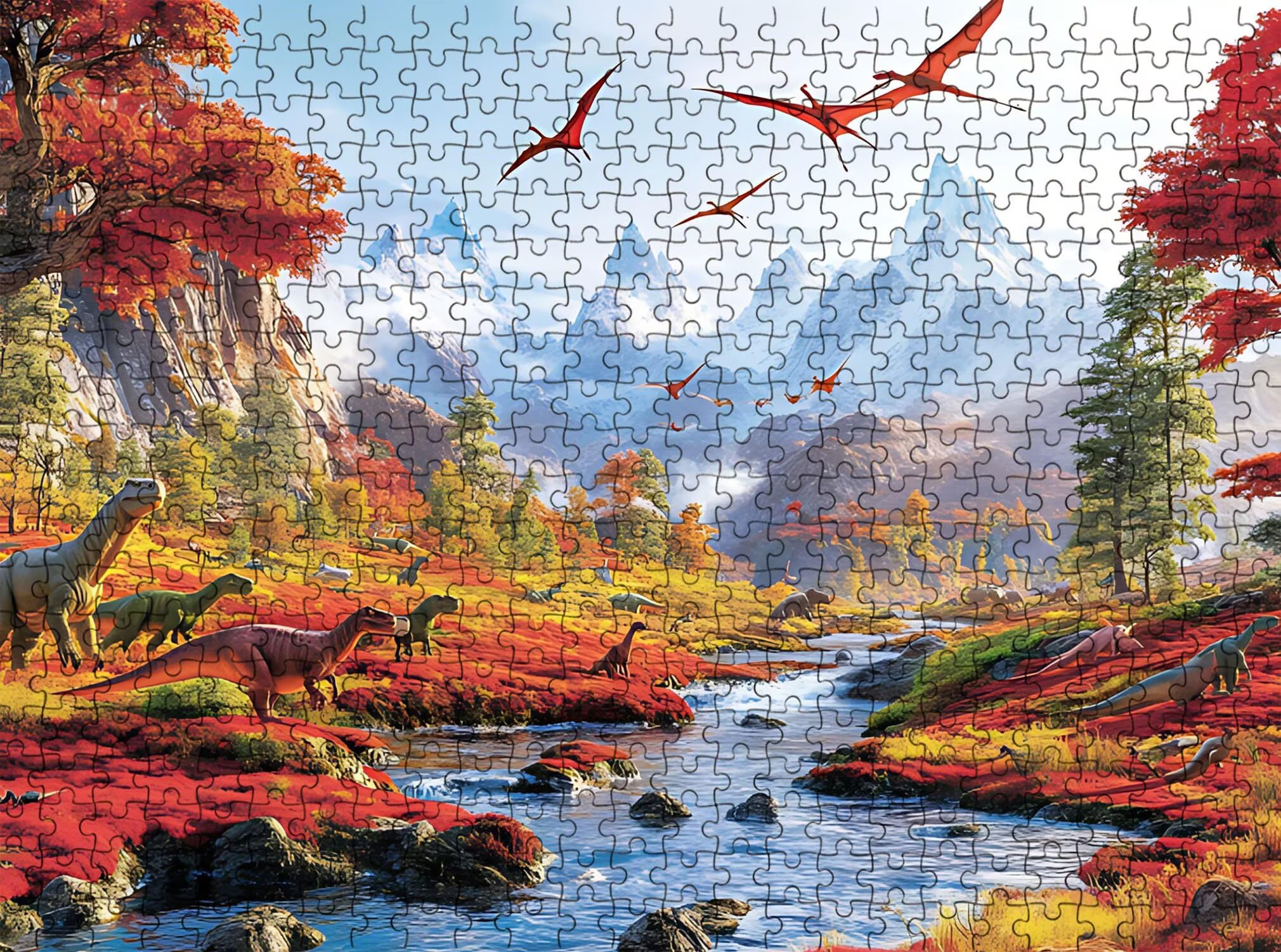Puzzle 2000 Pezzi Classici, Puzzle Dinosauro mondo 99 x 70 cm, Gioco Educativo e Antistress in Legno con Poster Incluso, Ttività DIY per Famiglia, Regalo per Appassionati, Decor Parete Casa, f0-598