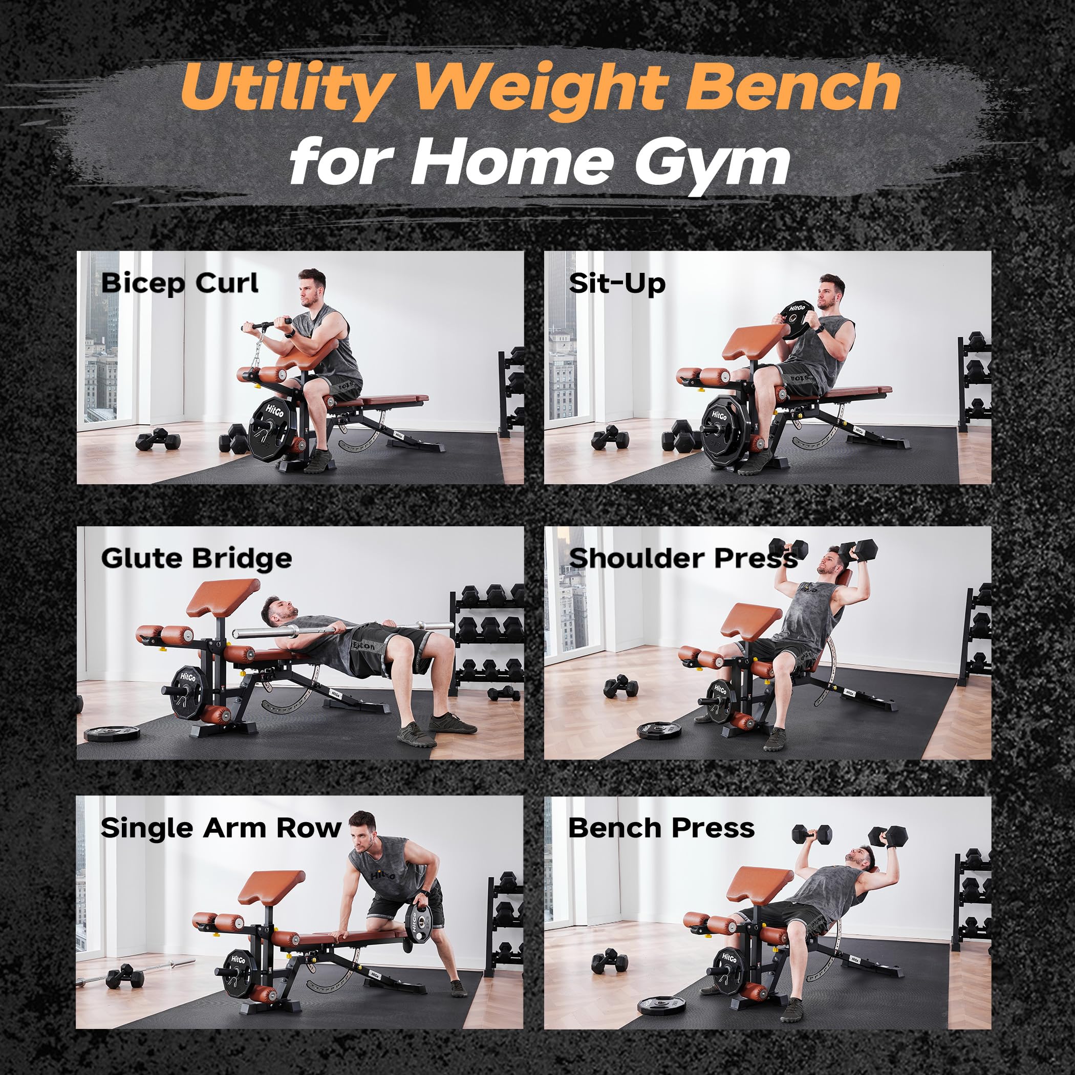 Adjustable Weight Bench with Leg Extension & Preacher Curl Attachment