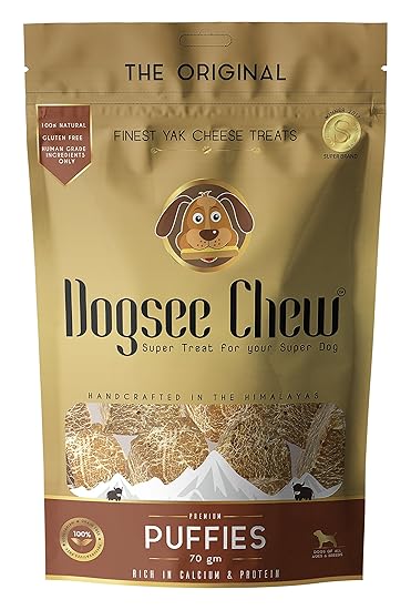 Dogsee Chew Puffies (70 gm) - 100% Natural Yak Cheese Based Bite Sized Training Treats for All Types of Dogs