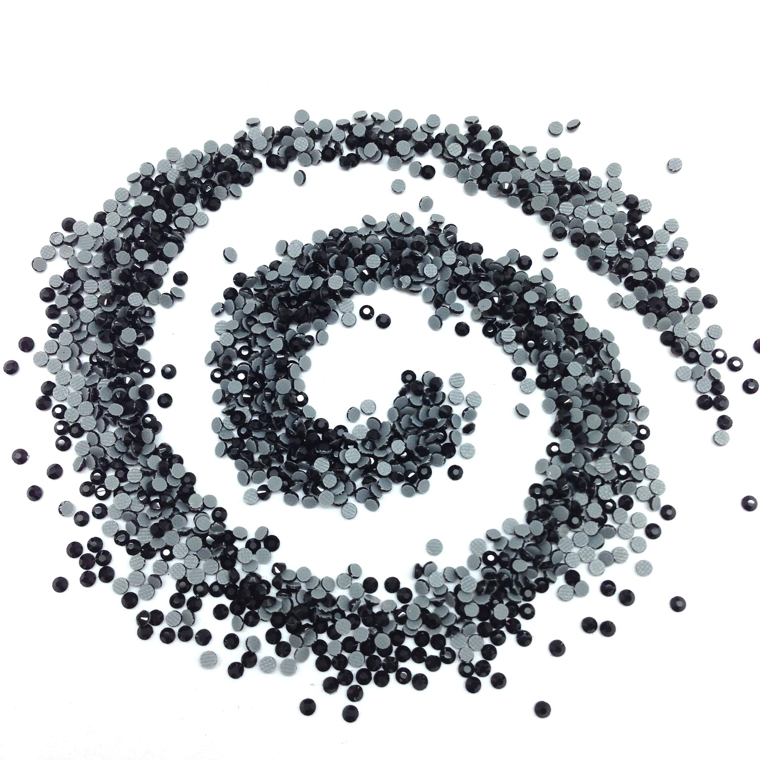 PEPPERLONELY Flat Back & Faceted Glass Hot Fix Rhinestones (SS6 (1.9mm) 1440 pcs, Black)