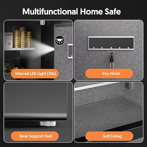 Miniatura 7 de Caja de seguridad electrónica antirrobo de 3.0 pies cúbicos con bolsa impermeable ignífuga para documentos de objetos de valor en efectivo,