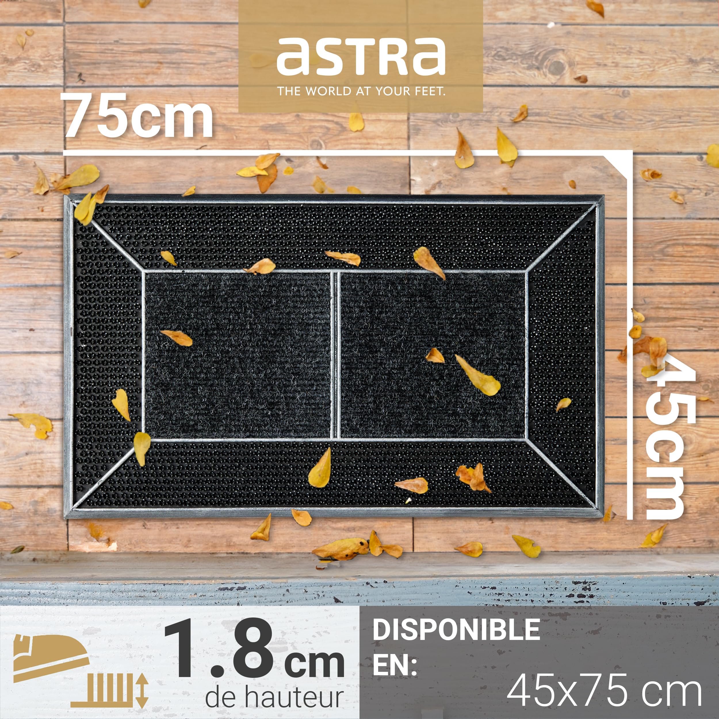 Lot de 2 paillassons d'extérieur antidérapants et résistants aux intempéries - 45 x 75 cm - Anthracite