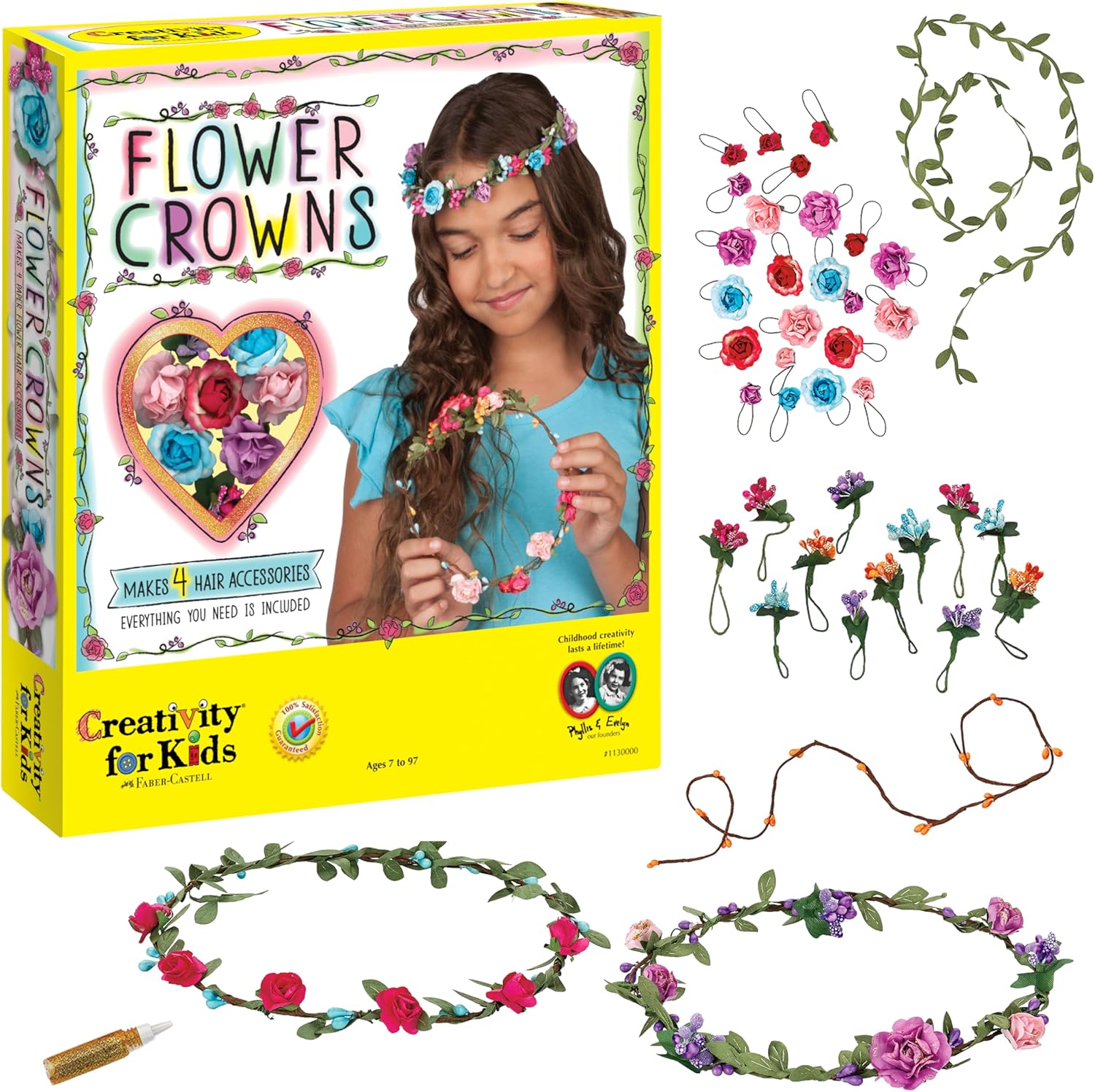 Creativity for Kids DIY Flower Crowns Craft Kit - Make 4 Custom Hair Accessories for Girls Ages 7+