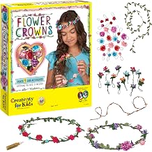 Creativity for Kids Flower Crowns Craft Kit | Screen Free Summer Fun | Make 4 Flower Hair Accessories | Festival & Concert Fun Ages 7+