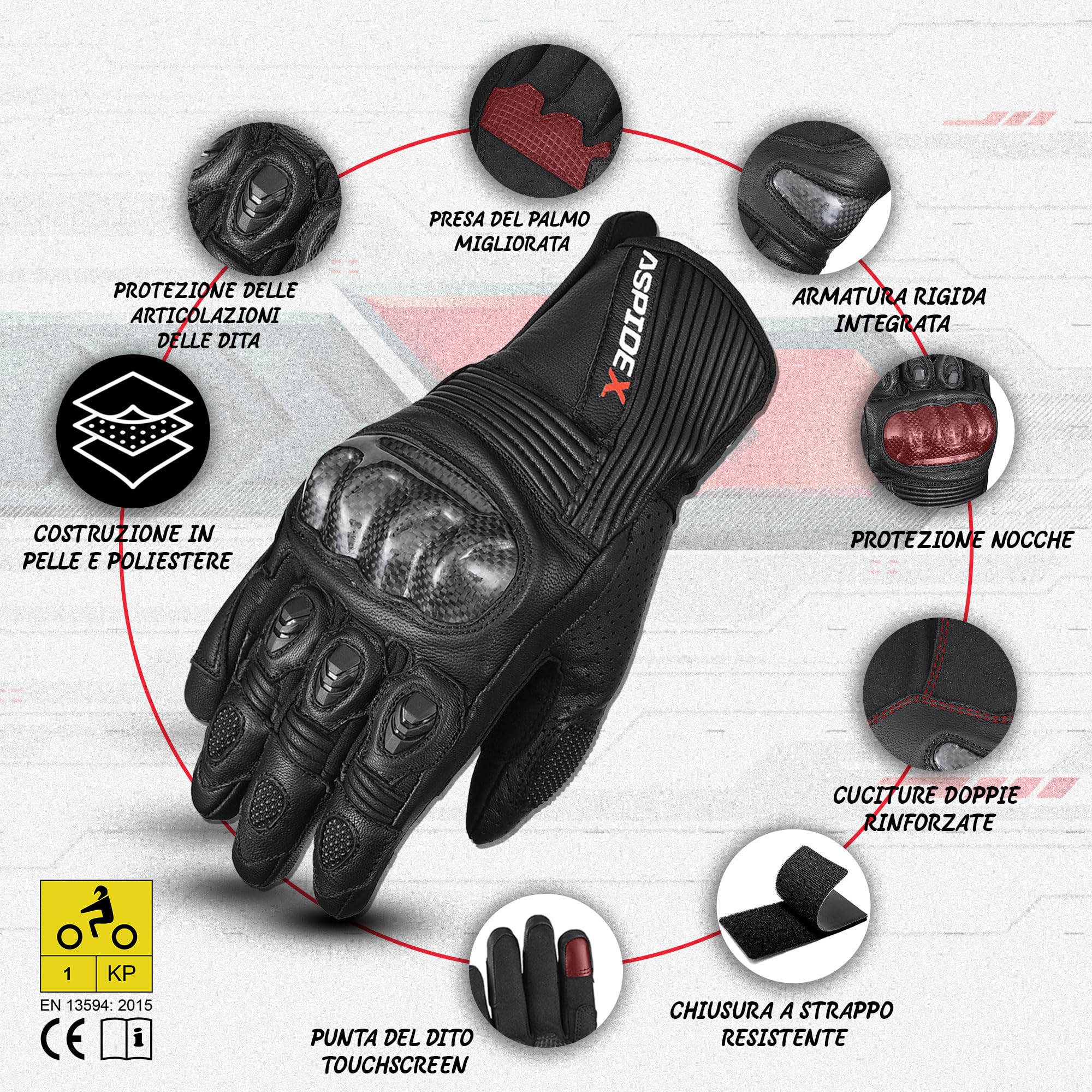 Guanti Moto Estivi Da Uomo Con Protezione Nocche – Guanti Tessili Touring Traspiranti