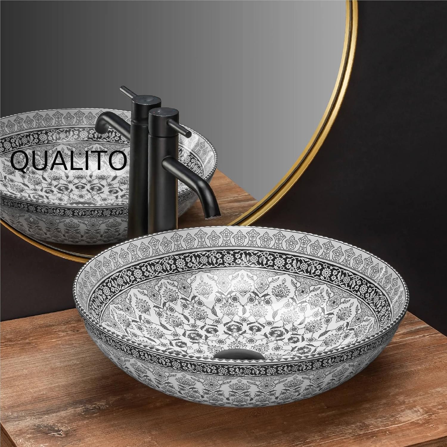 Qualito Table Top Wash Basin Maxican Style Ceramic Counter Top Vessel