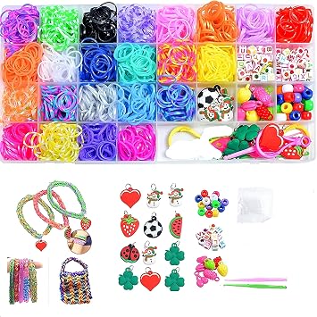 2000+Rubber Band Bracelet Kit, Loom Bracelet Making Kit for Kids, Rubber Bands Refill Loom Set, Rubber Bands for Bracelet Making Kit for Kids