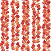 CQURE 5 Pack Fall Leaf Garland, Hanging Vines Garland Artificial Fall Maple Leaves Thanksgiving Decor for Home Wedding Fireplace PartyMulticolour