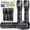 TacLight 3 Pk Tactical Flashlights High Lumens 40x Brighter than Regular Flash Light, SoS Strobe, Zoomable, Aircraft Grade Heavy Duty, Waterproof, Battery Powered, for Emergencies Power Outage Camping