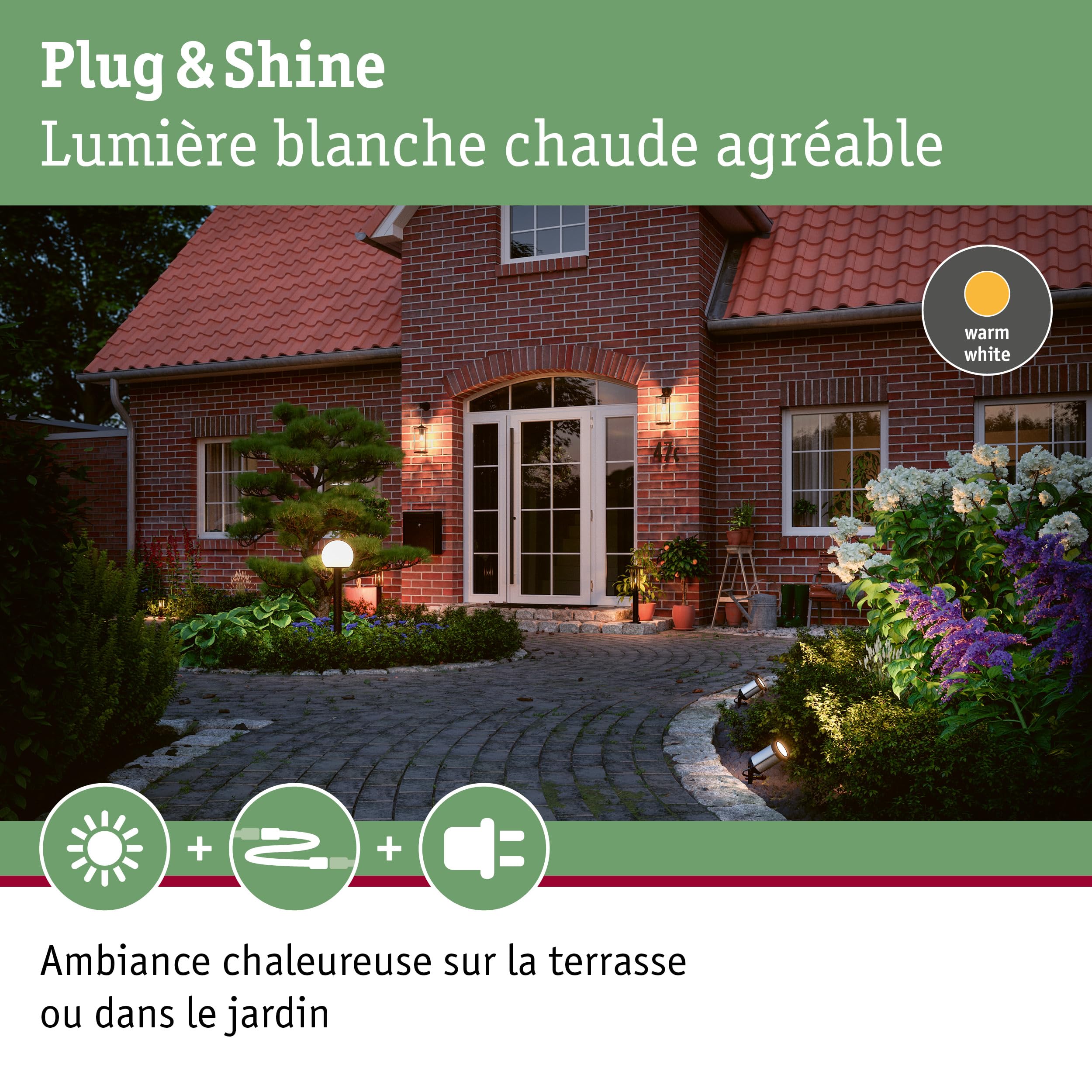 Paulmann 94285 Luminaire d'extérieur LED Plug & Shine spot Classic incl. 1x5,1 watts IP65 Protection contre les immersions Anthracite Éclairage de jardin Métal Blanc chaud 3000 K