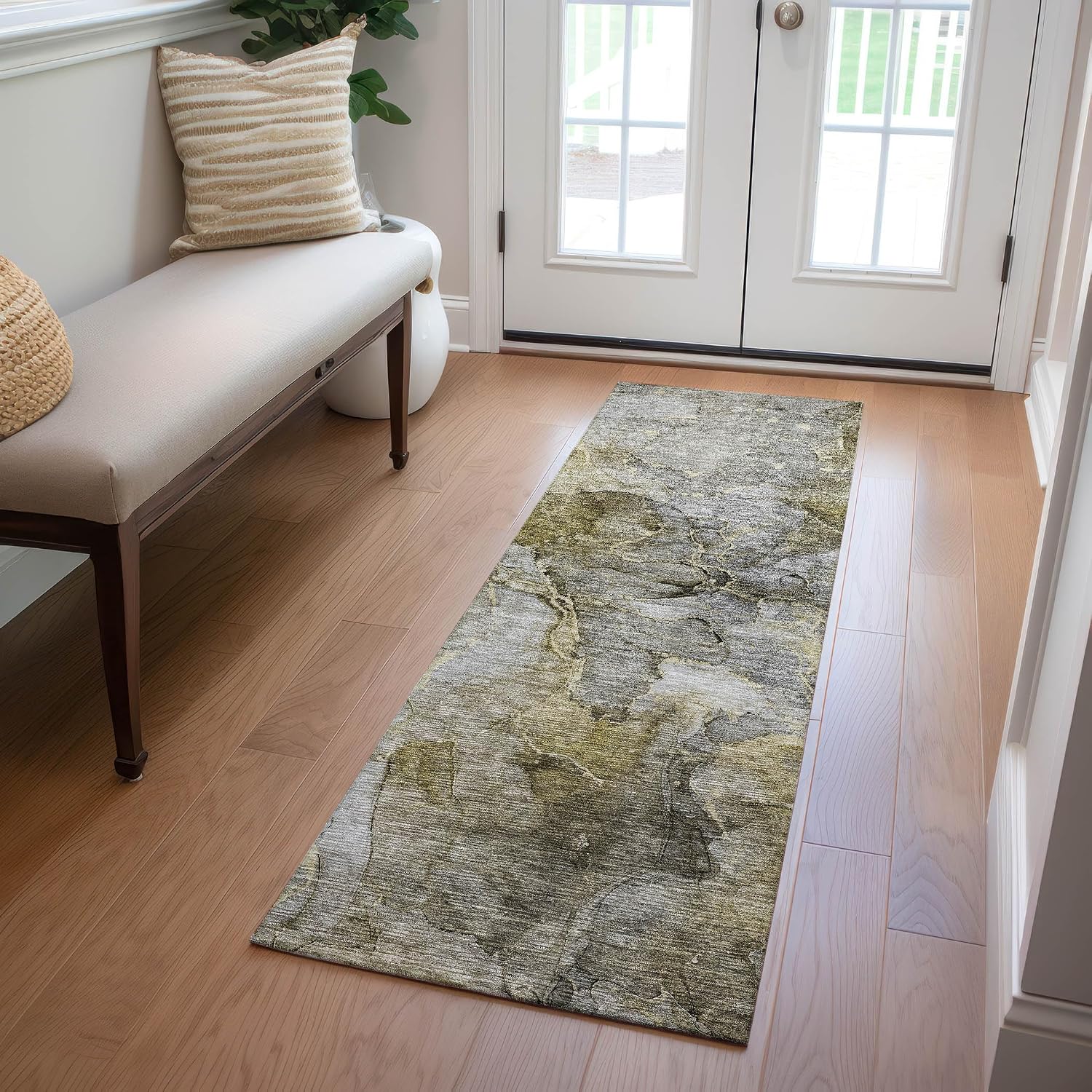 Addison Rugs Chantille ACN689 Taupe 2'3" x 7'6" Indoor Outdoor Hallway Runner Rug, Easy Clean, Machine Washable, Non Shedding, Kitchen Area Carpet for Bathroom, Patio, Laundry and Bedroom Rug