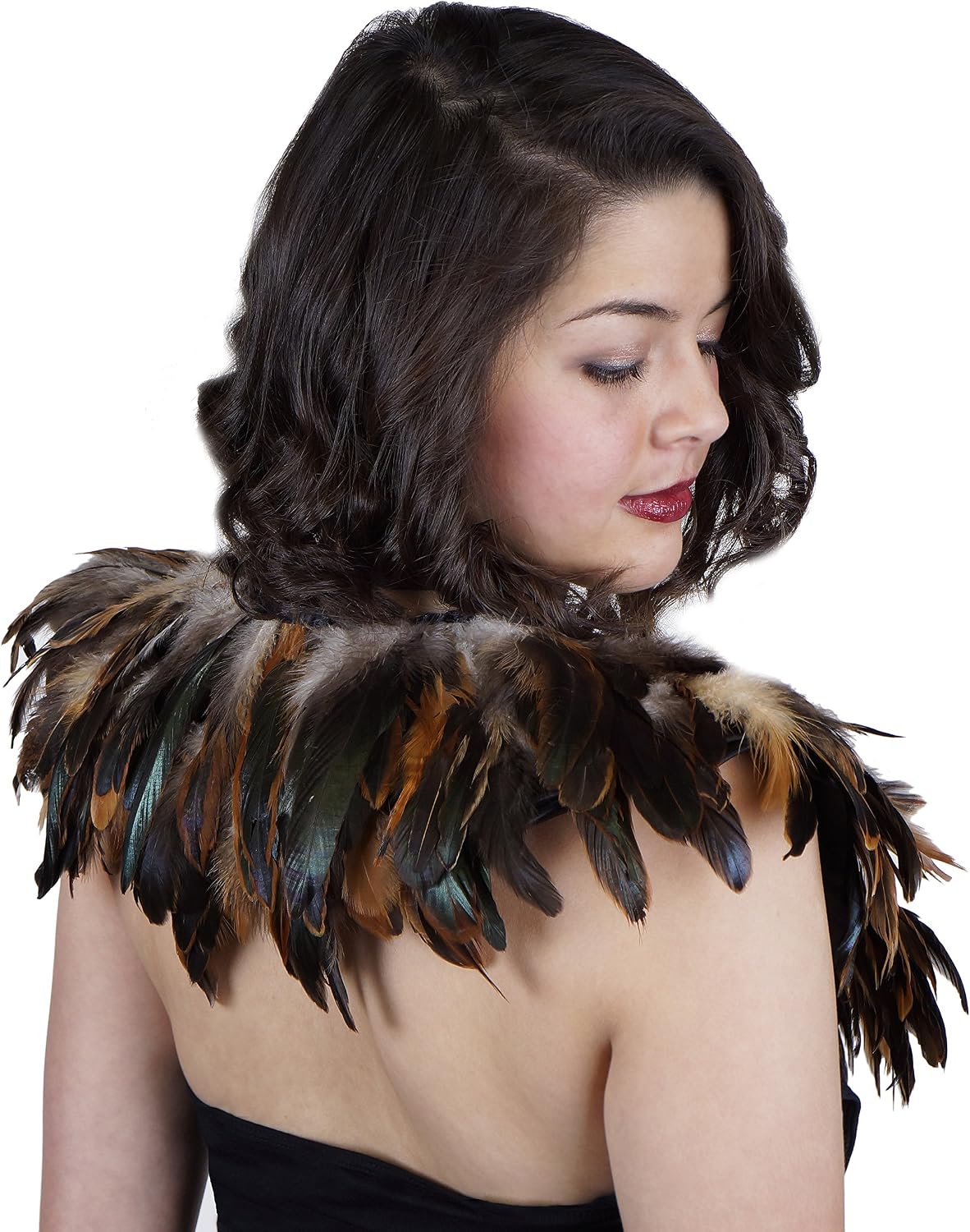 ZUCKER - Fashion Feather Choker - Steampunk Accessories - Feathers for Cosplay, Costumes - Elizabethan Collar - Bolero