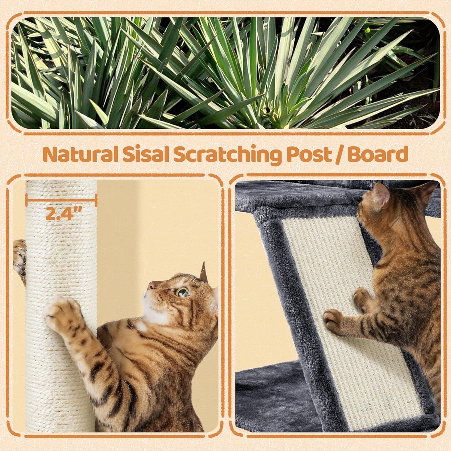 Topeakmart 57 inches Multi-Level Cat Tree Cat Condo with Scratching Posts Kittens Activity Tower Pet Play House Furniture