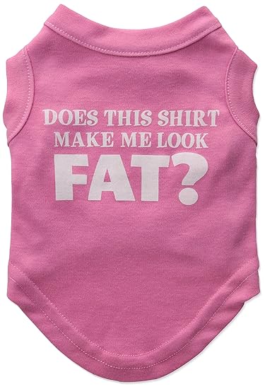 Mirage Pet Products 10-Inch Does This Shirt Make Me Look Fat Screen Printed Shirt for Pets, Small, Bright Pink