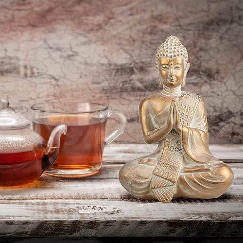 Miniatura 5 de TERESA'S COLLECTIONS Estatua de Buda de interior para decoración zen, Buda de meditación, decoración del hogar para habitación espiritual, estatua