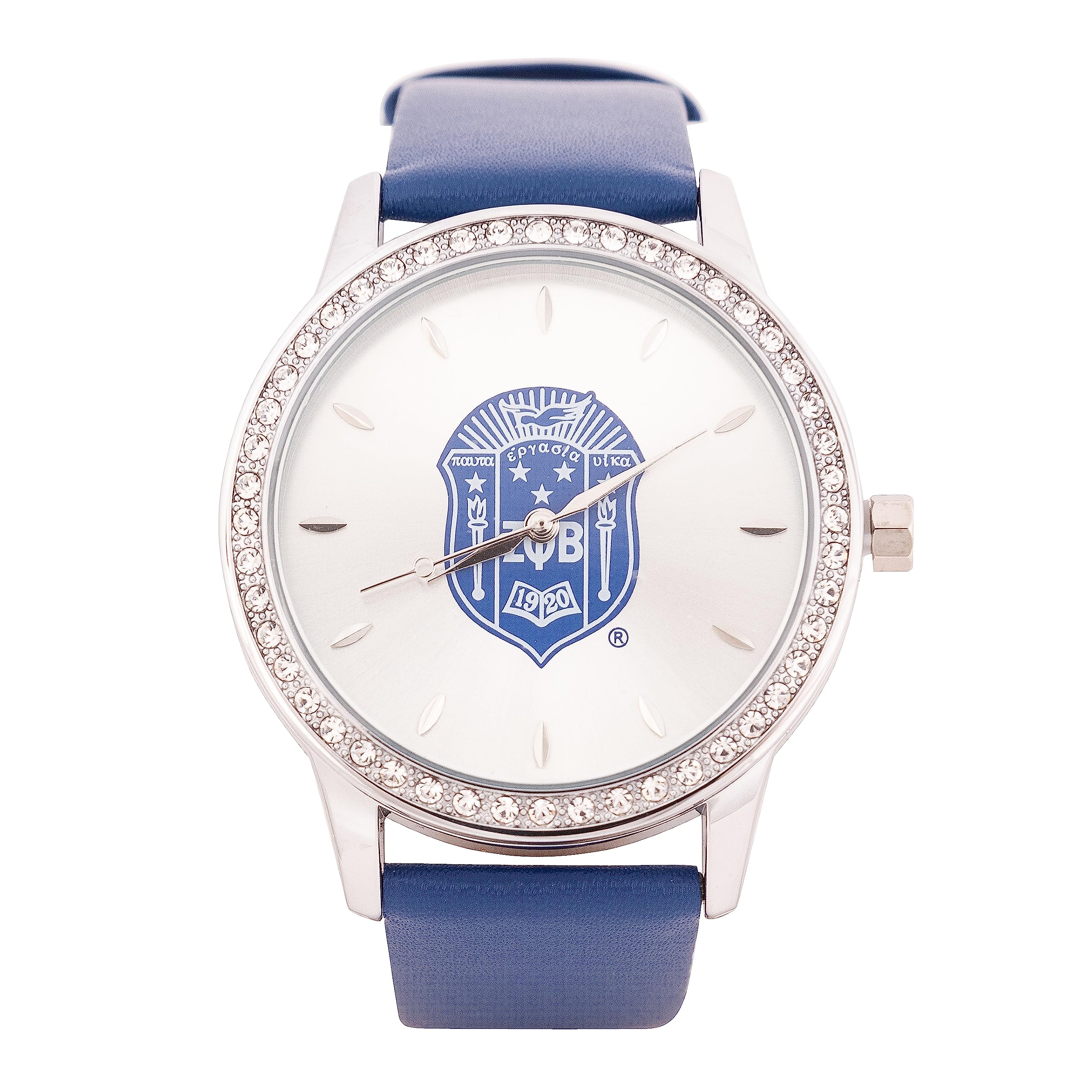 Desert Cactus Zeta Phi Beta Crest Blue Leather Sorority Watch Greek Wrist Watch ZPB, Blue