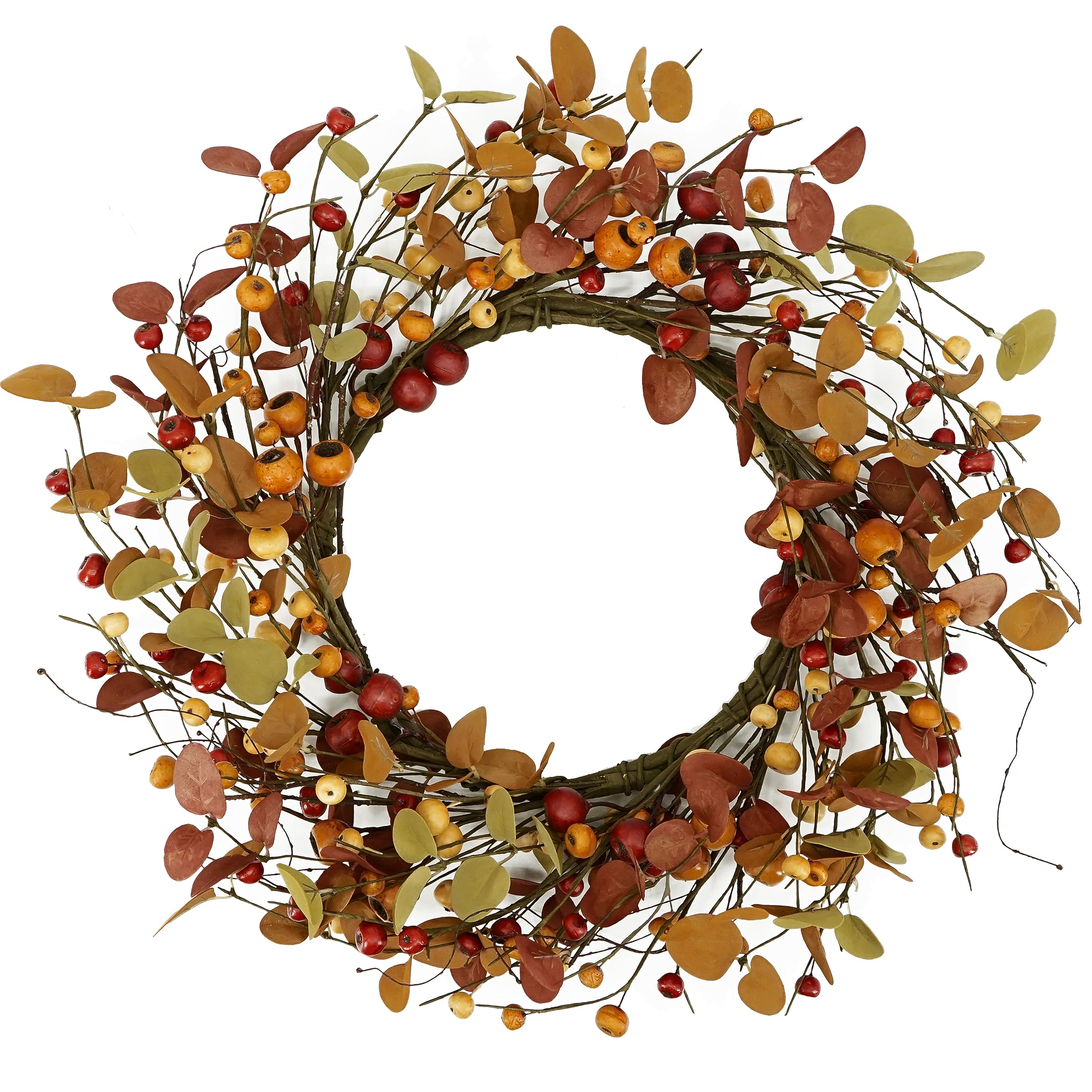 fall wreath for front door autumn wreath with fall berry,eucalyptus leaves for front door indoor outdoor farmhouse porch home festival decoration