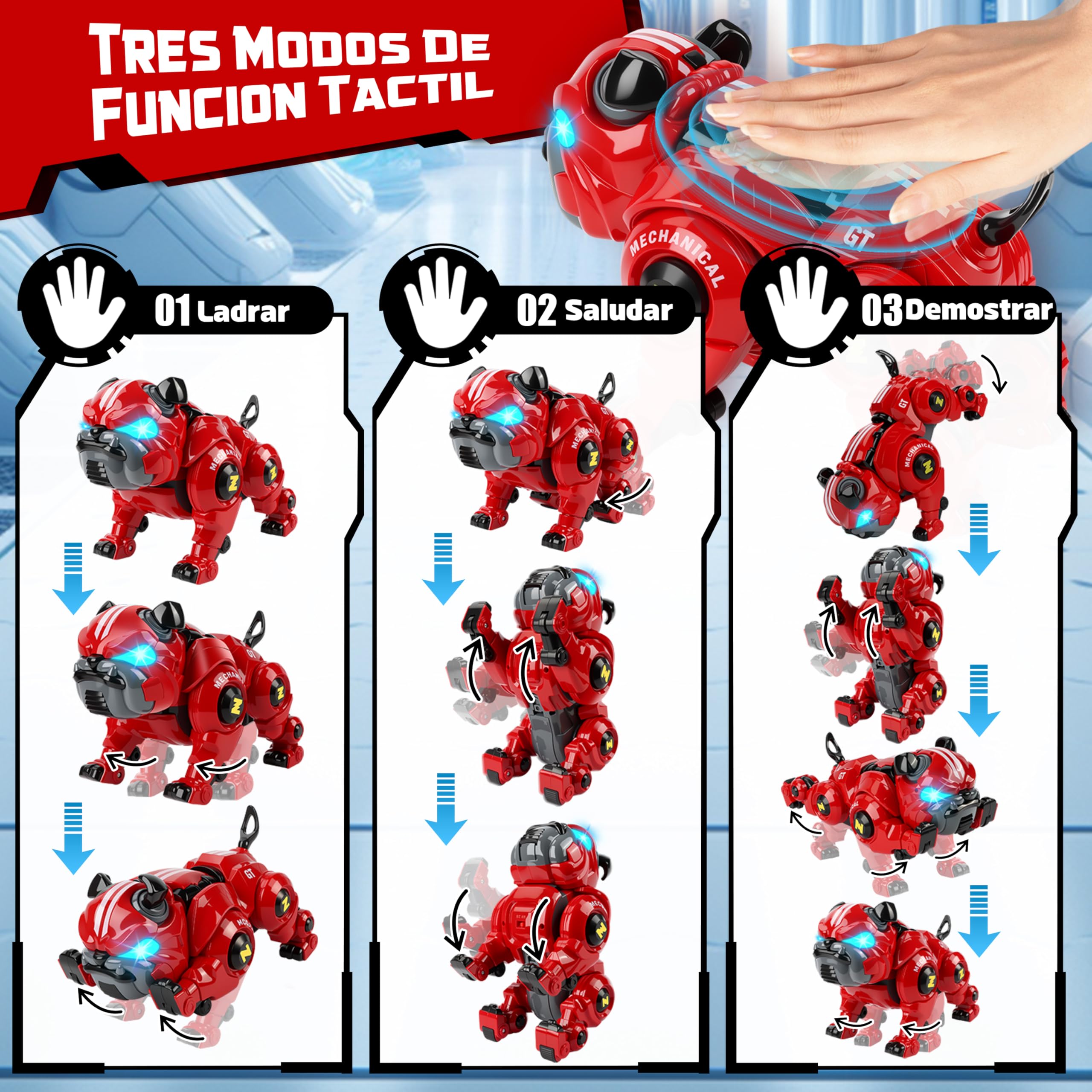 Aragallant Perro Robot Inteligente Juguetes para Niños, Perro Interactivo Robot Programable Niños con 18 Respuestas, Control Remoto, Sensores Táctiles Interactivos, Juguete Robótico para 6 Años