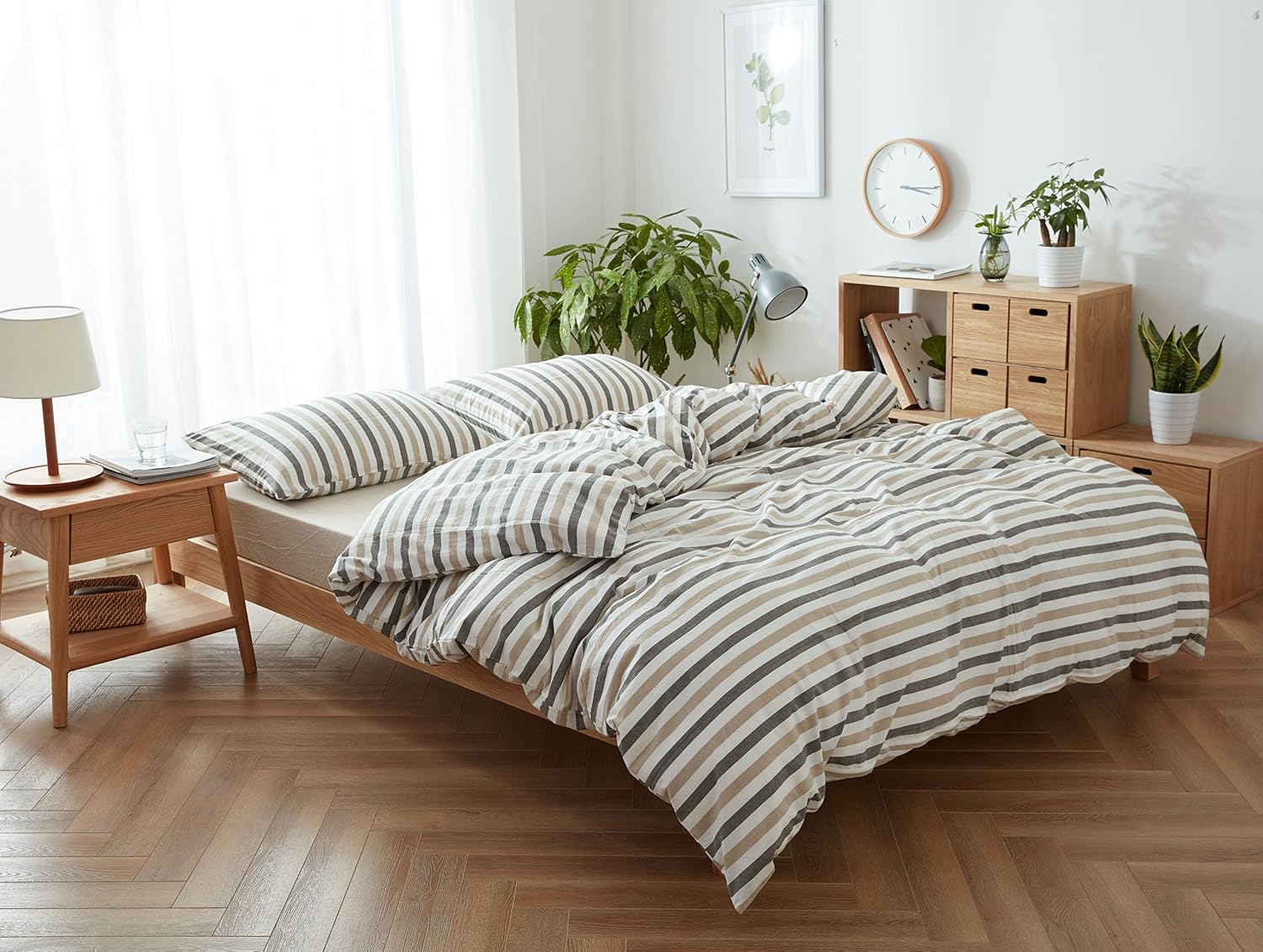 Travan 3-Piece Duvet Cover Set, 100% Washed Cotton Duvet Cover, Ultra Soft Comforter Cover Modern Style Bedding Set