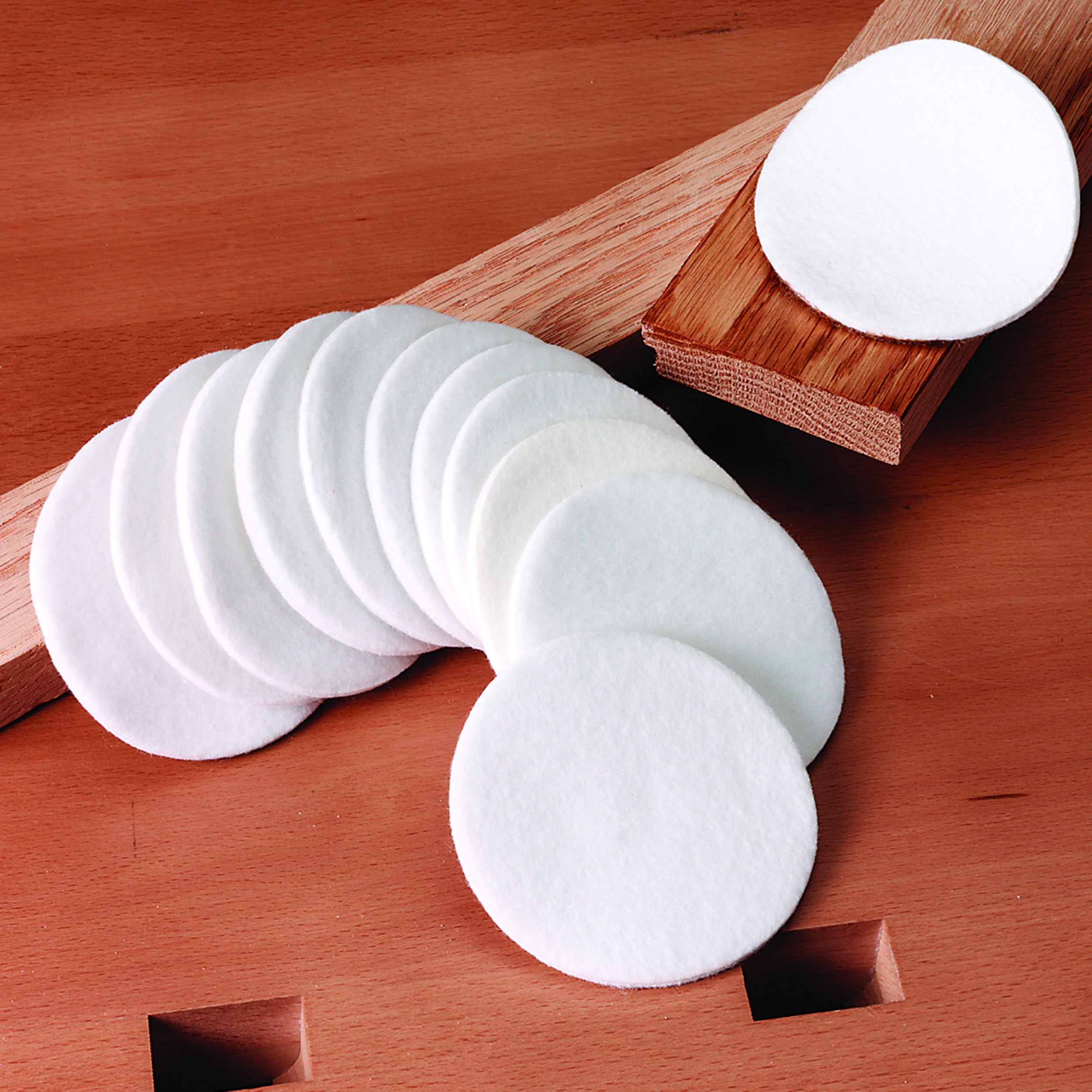 Finishing Pads, Cotton, 12 Pack, 3" x 3/16" Thick, Fine Grit, Compatible with Wood, Plastics, Composites