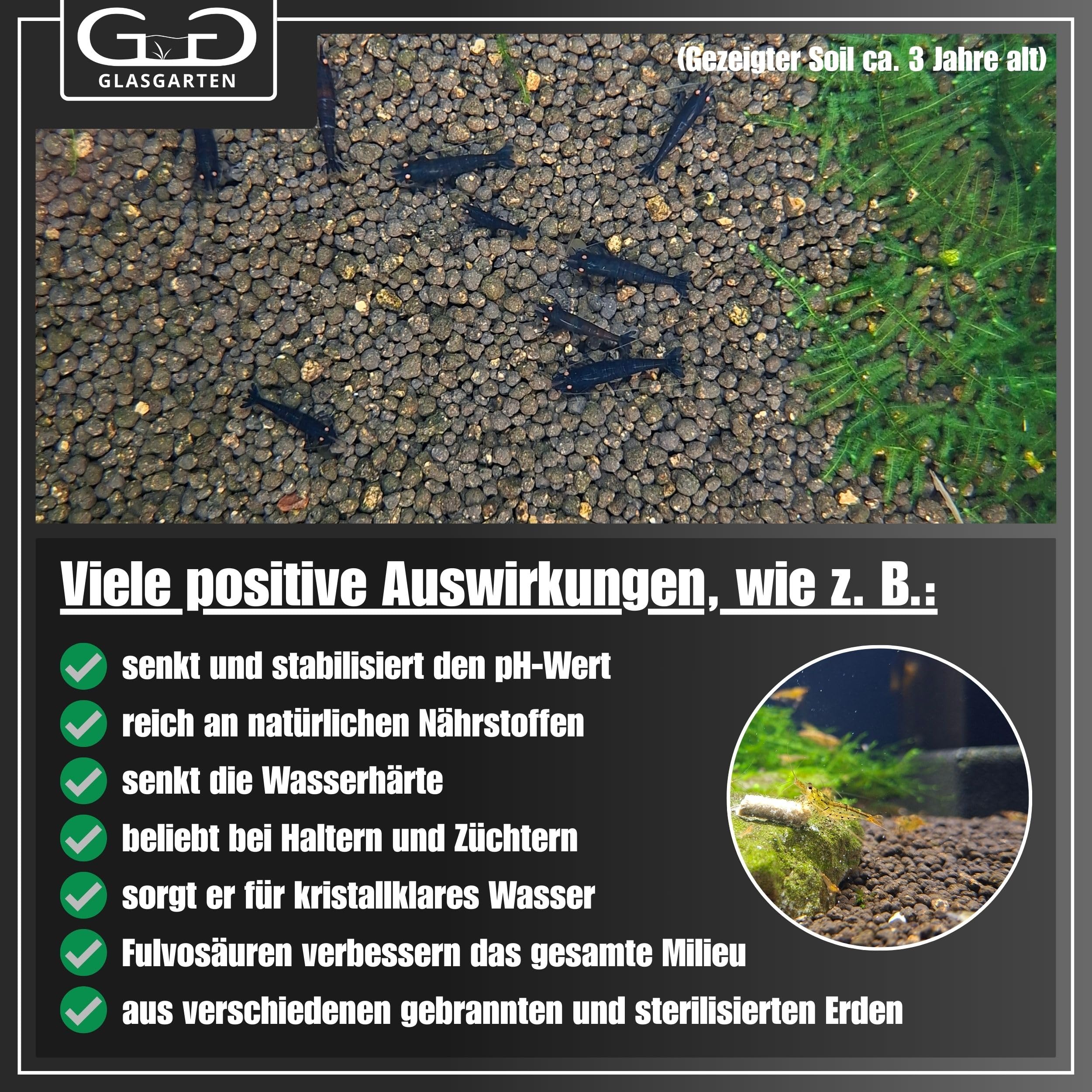 GlasGarten Environment Aquarium Soil Powder | 9L / 1 – 2mm Körnung – aktiver Bodengrund aus gebrannten & sterilisierten Erden, besonders nährstoffreich