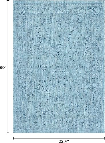 Vista 94 de SAFAVIEH Courtyard Collection - Alfombra decorativa, 2 pies 3 pulgadas x 5 pies, turquesa, no desprende pelusa y de fácil cuidado, para interiores