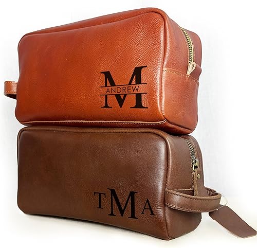 Danique Jewelry Bolsa de aseo de cuero 100% genuino personalizada para hombres • Bolsa de viaje para artículos de aseo para hombres • Artículos
