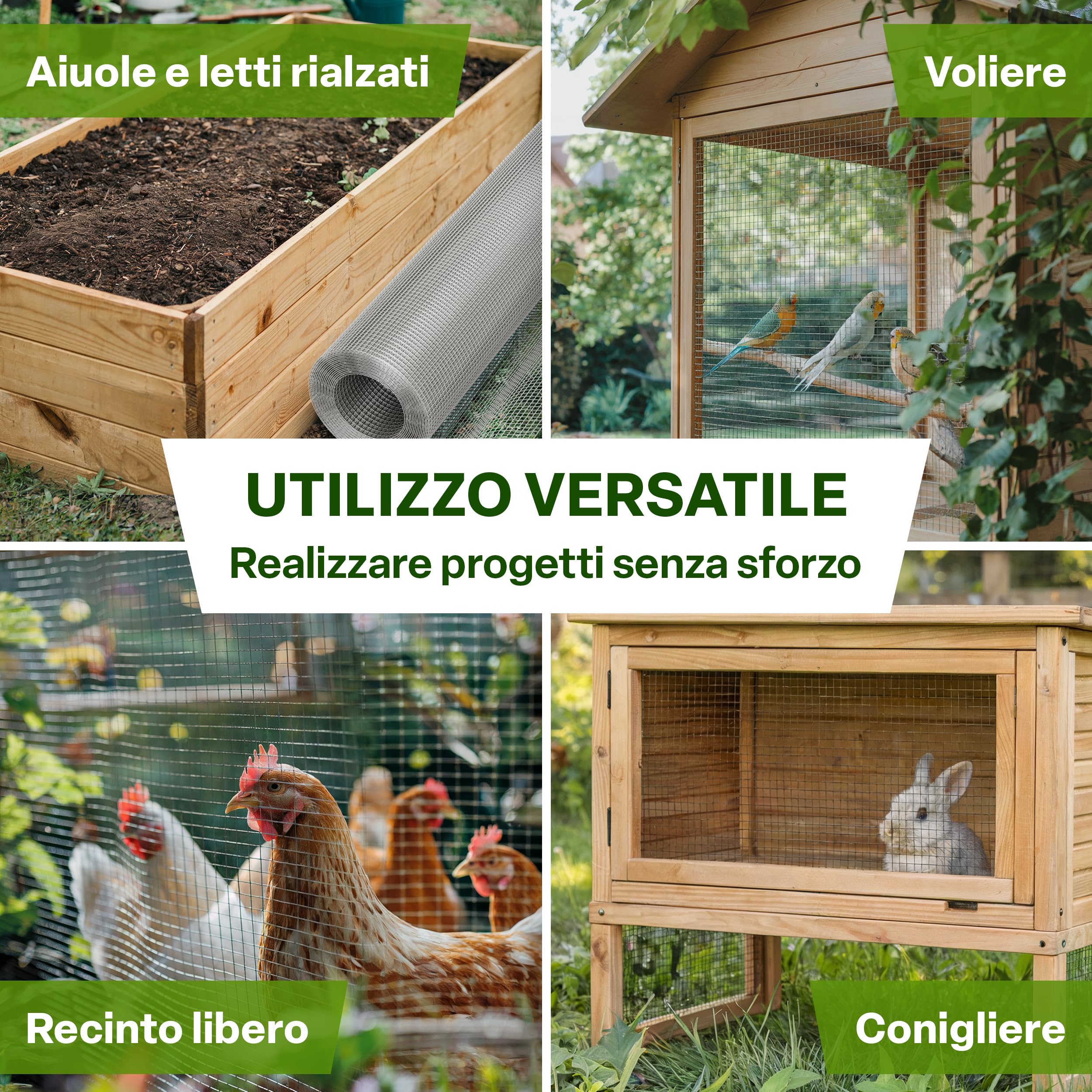 TTL GARDEN 50 cm x 10 m griglia metallica a maglia fine, zincata e resistente alla ruggine, maglia da 6,3 mm, spessore del filo 0,55 mm - su rotolo filo metallico per voliera, filo per conigli, filo