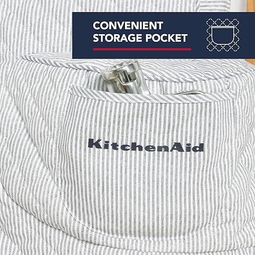Vista 11 de KITCHENAID Funda ajustable para batidora de pie inclinable con bolsillo de almacenamiento, acolchada 100% algodón, 14.4 x 18 x 10 pulgadas, rayas