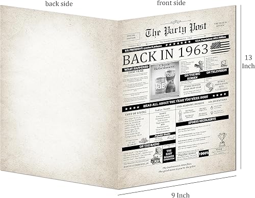 Miniatura 2 de Tarjeta de cumpleaños número 61, tarjeta jumbo de feliz cumpleaños para hombres o mujeres nacidos en 1963, regalos divertidos grandes para papás o