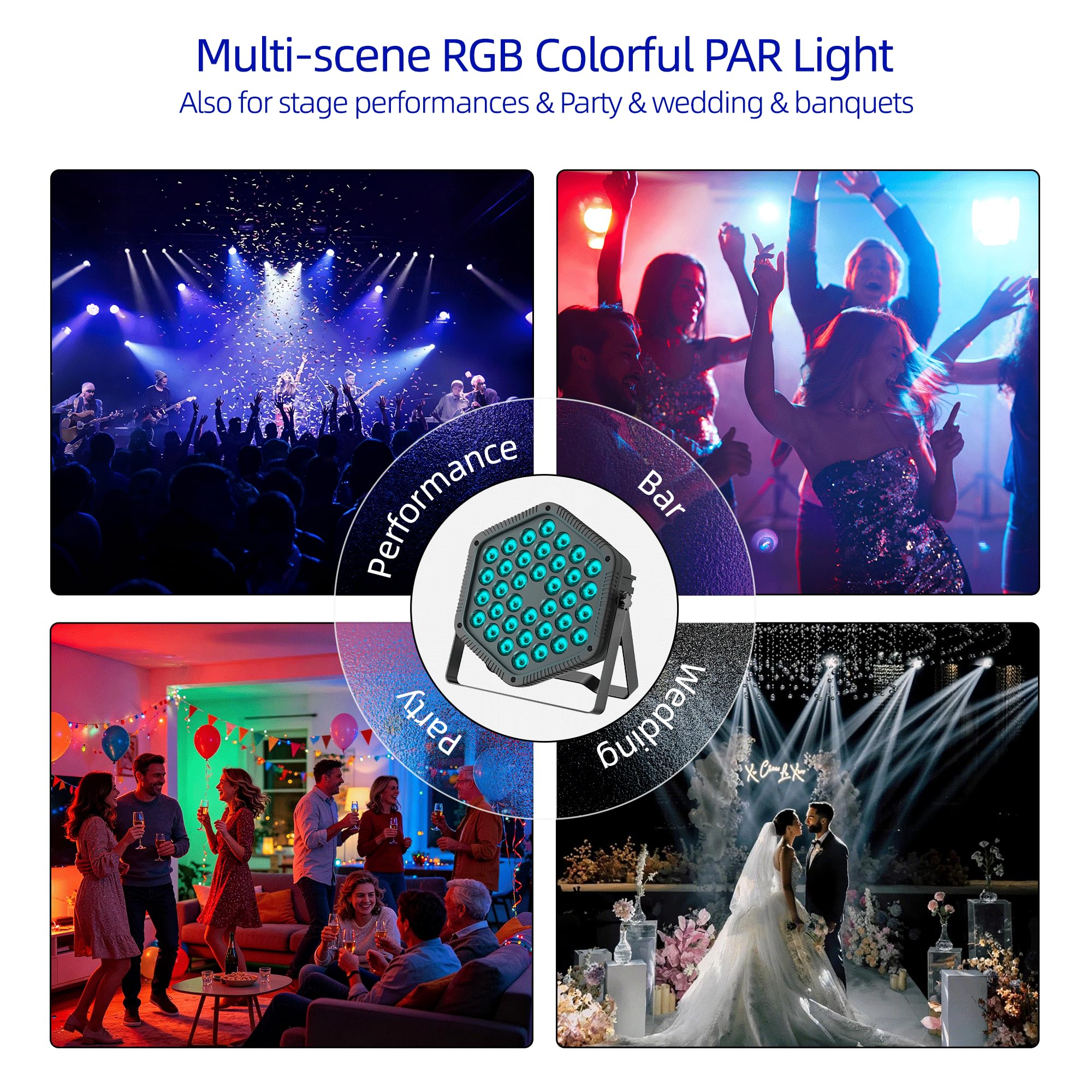 4er-Pack 36-RGB-LED-PAR-Scheinwerfer (36×1W, DMX512, Sound-to-Licht, IR-Fernbedienung) – 25° Abstrahlwinkel, AC110-240V, ABS+Metall – Komplettset für DJ, Hochzeit, Party, Bühne(4)
