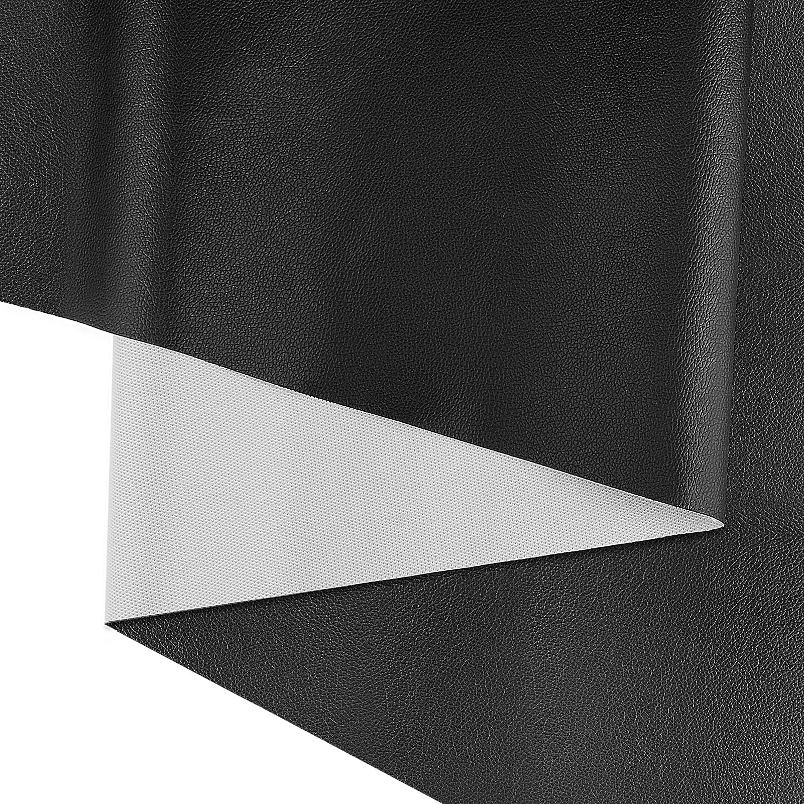KELUBATU Black Litchi Faux Leather Fabric 200x140cm Waterproof
