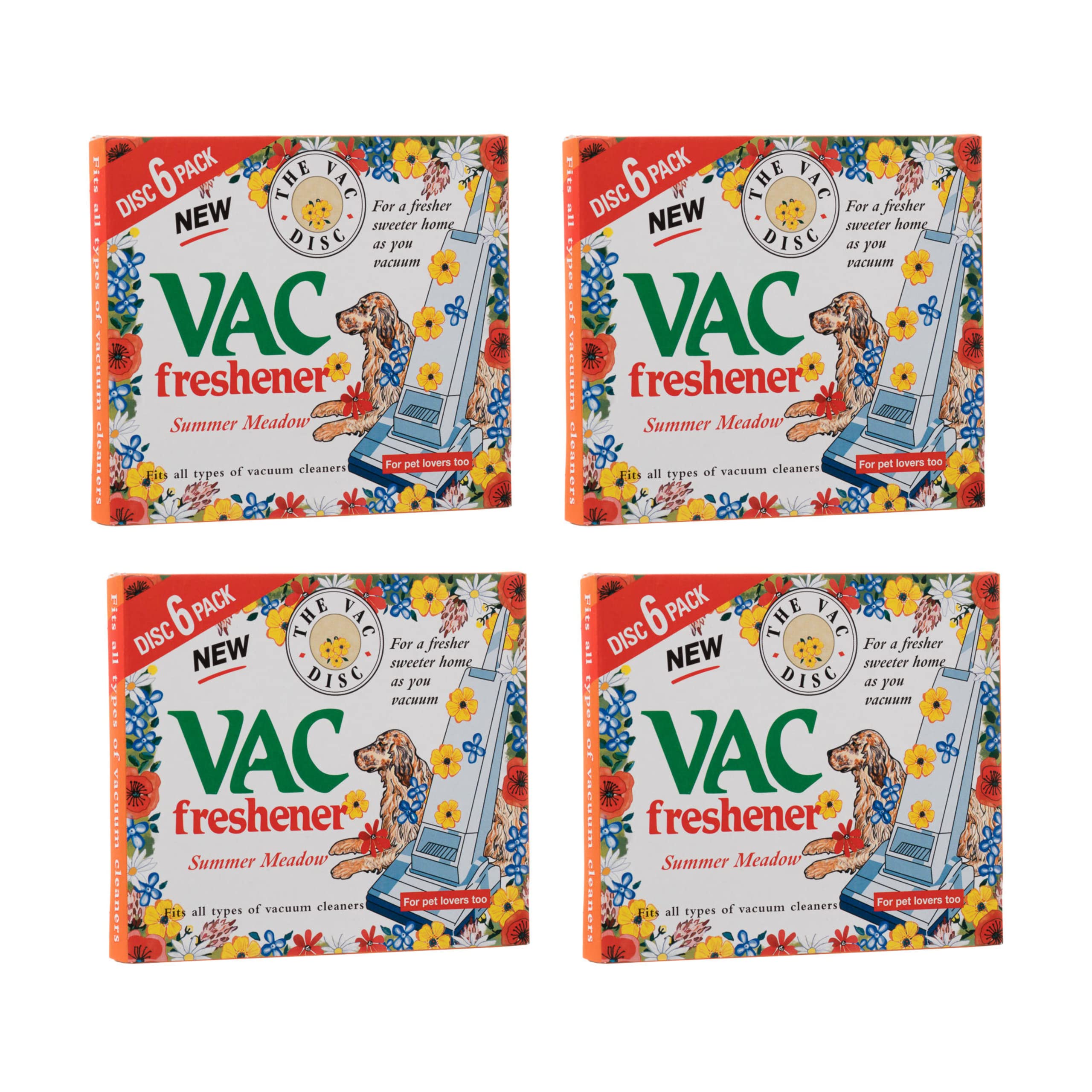 Her Flavour 4x Vac Extra Strength Fresh Fragrance Hoover Disc Air Fresheners for Pet Lovers Fits All Vacuum Cleaners Pet Friendly Air Freshener Air Fresheners for Home Summer Meadow (24 Discs)