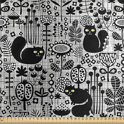 Vista 723 de Lunarable The Yard, tela azul real de The Yard, patrón de cerámica inspirado en el Medio Oriente estilo marroquí, estampado oriental, tela de satén