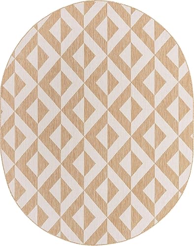 Vista 380 de Unique Loom Unique Loom Outdoor Collection - Alfombra de área - Napa (3 pies 3 pies, redonda, amarillo y aguamarina/amarillo)