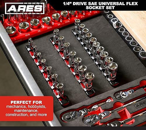 Miniatura 6 de ARES 39014 - Juego de dados flexibles universales SAE de 7 piezas con impulsor de 14 de pulgada - Dados de 6 puntos de 316 de pulgada a 916 de