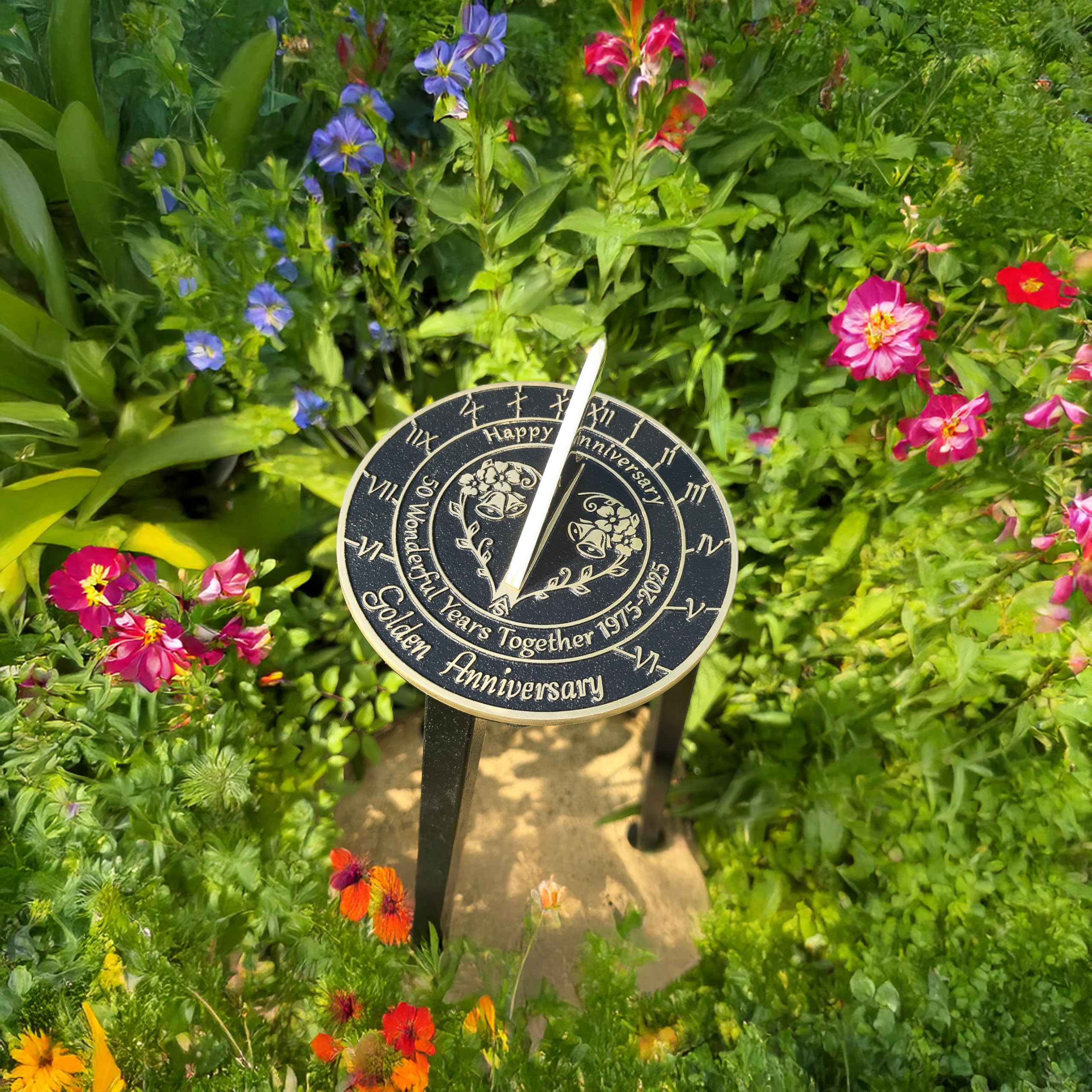 Meridiana regalo per anniversario per il 50° anniversario di matrimonio d'oro nel 2025, decorazione per la casa in metallo riciclato o idea regalo per il giardino, fatta a mano nel Regno Unito per