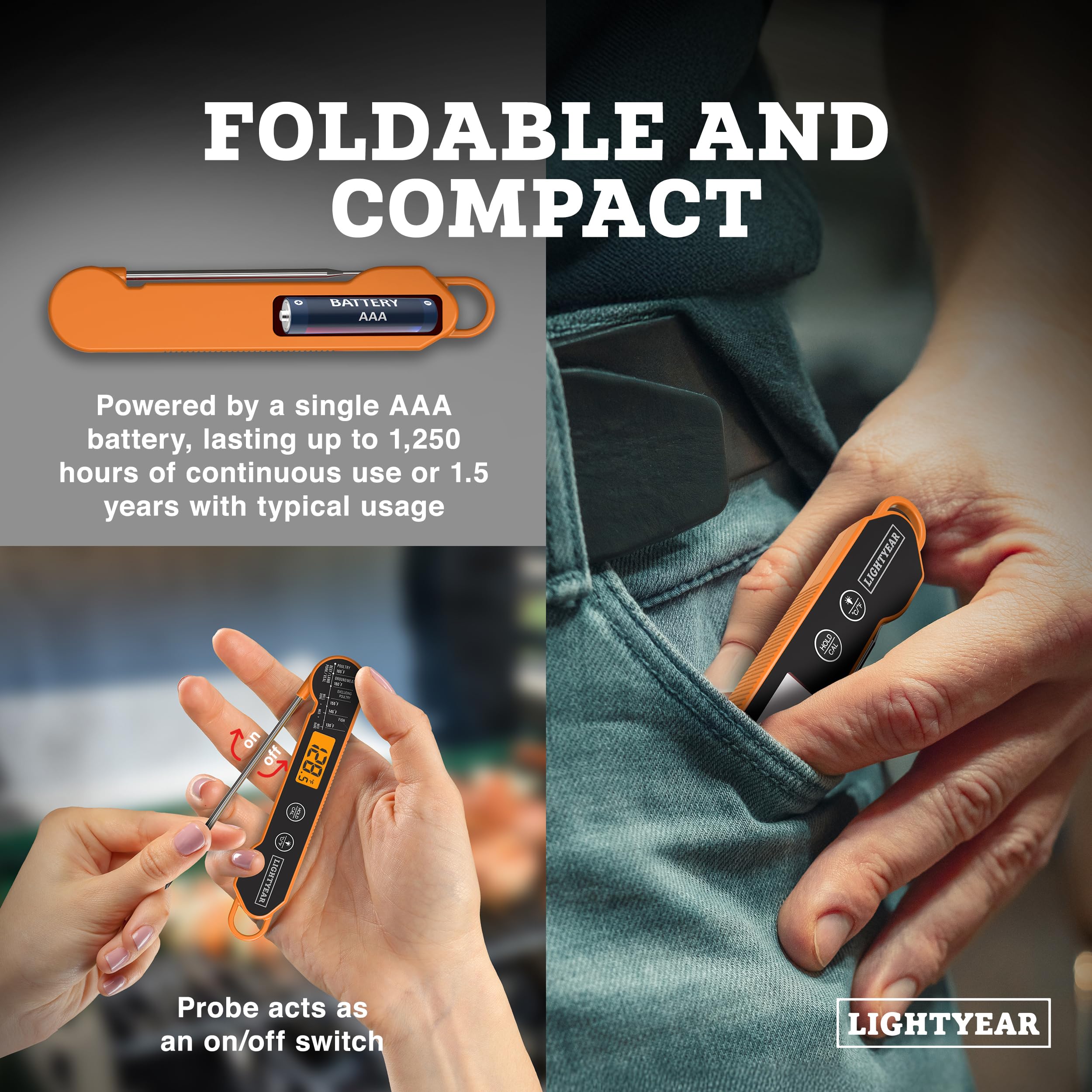 Lightyear Instant Read Meat Thermometer - Digital Cooking Thermometer For Grilling, BBQ, Roasting (IP65 Waterproof, Magnet) - View #7
