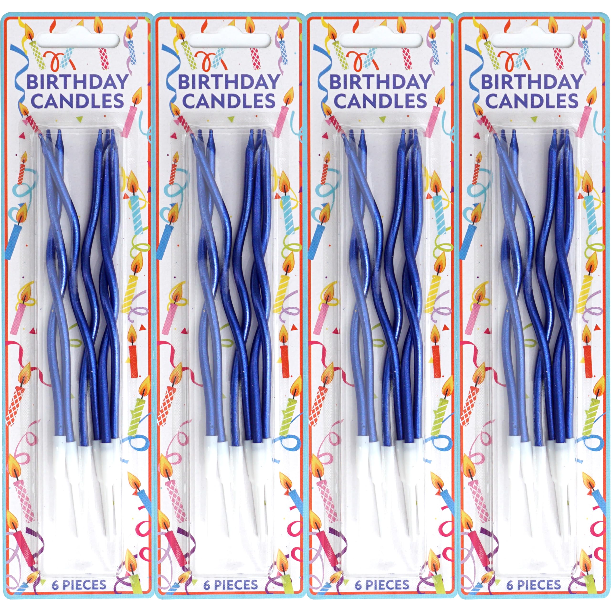 24 velas de cumpleaños metálicas en espiral azul, velas para tartas, fiestas de cumpleaños, fiestas de boda, velas en espiral, velas de cumpleaños doradas