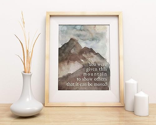 Miniatura 4 de Arte de pared con cita motivacional "Move Mountains", impresión artística inspiradora de acuarela de 8 x 10 pulgadas sin marco, ideal para